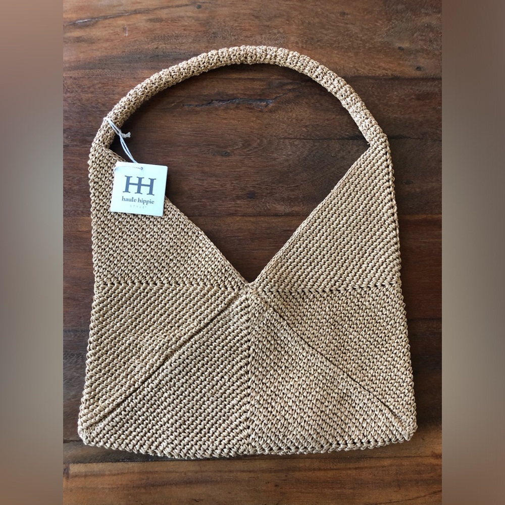 HAUTE HIPPIE - WOVEN SHOULDER BAG + NATURAL TAN NWT